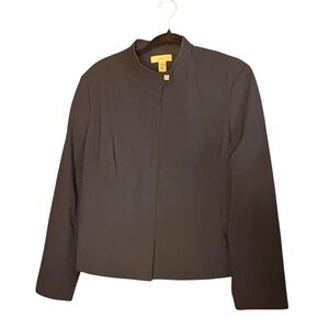 i.e. Navy Blue Mandarin Collar Zipper Closure Blazer Jacket Women Size 14